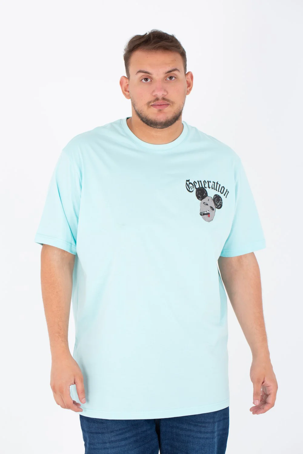Men's Big Size Round T-shirt Printed On The Front And Back - Image 6