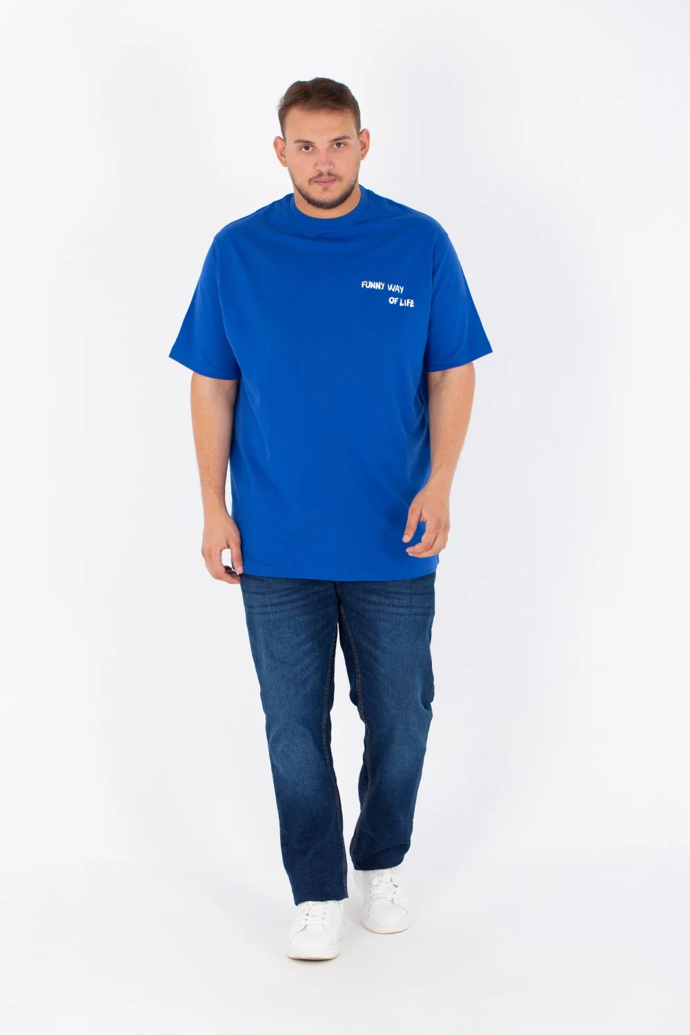 Men's Big Size Round T-shirt Printed On The Front And Back In Summer Melton Material - Image 3