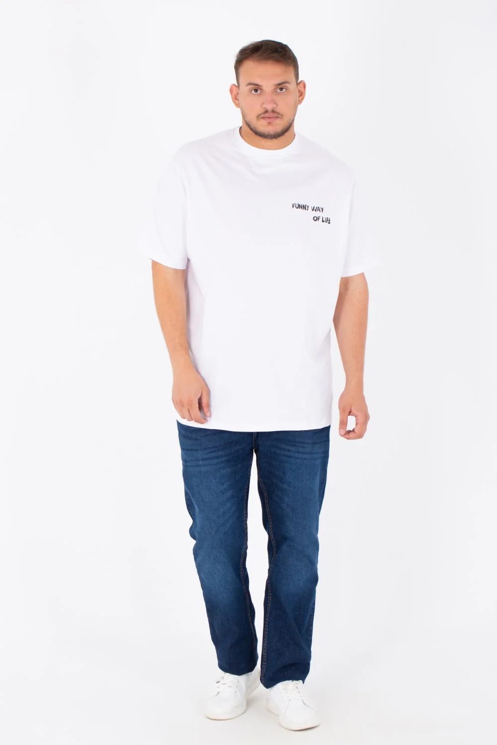 Men's Big Size Round T-shirt Printed On The Front And Back In Summer Melton Material - Image 4