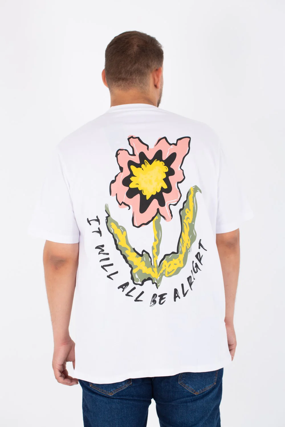 Men's Big Size Round T-shirt Printed On The Front And Back In Summer Melton Material - Image 5