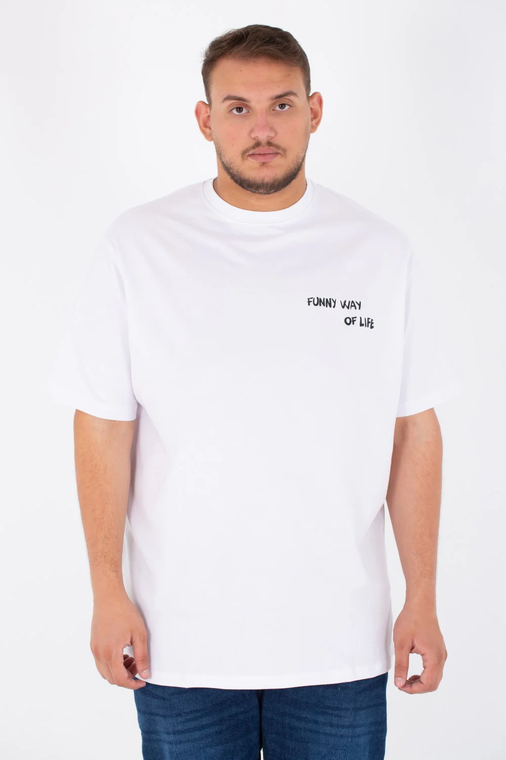Men's Big Size Round T-shirt Printed On The Front And Back In Summer Melton Material - Image 6