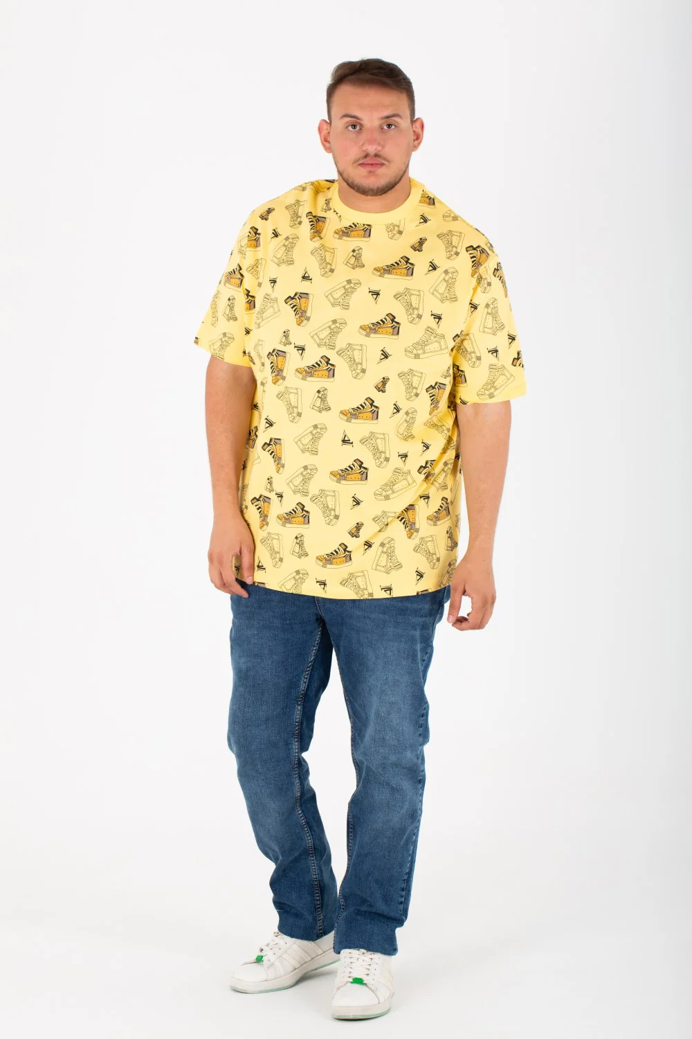 Mens Big Size Round T-Shirt With Short Sleeves And All Over Print - Image 7
