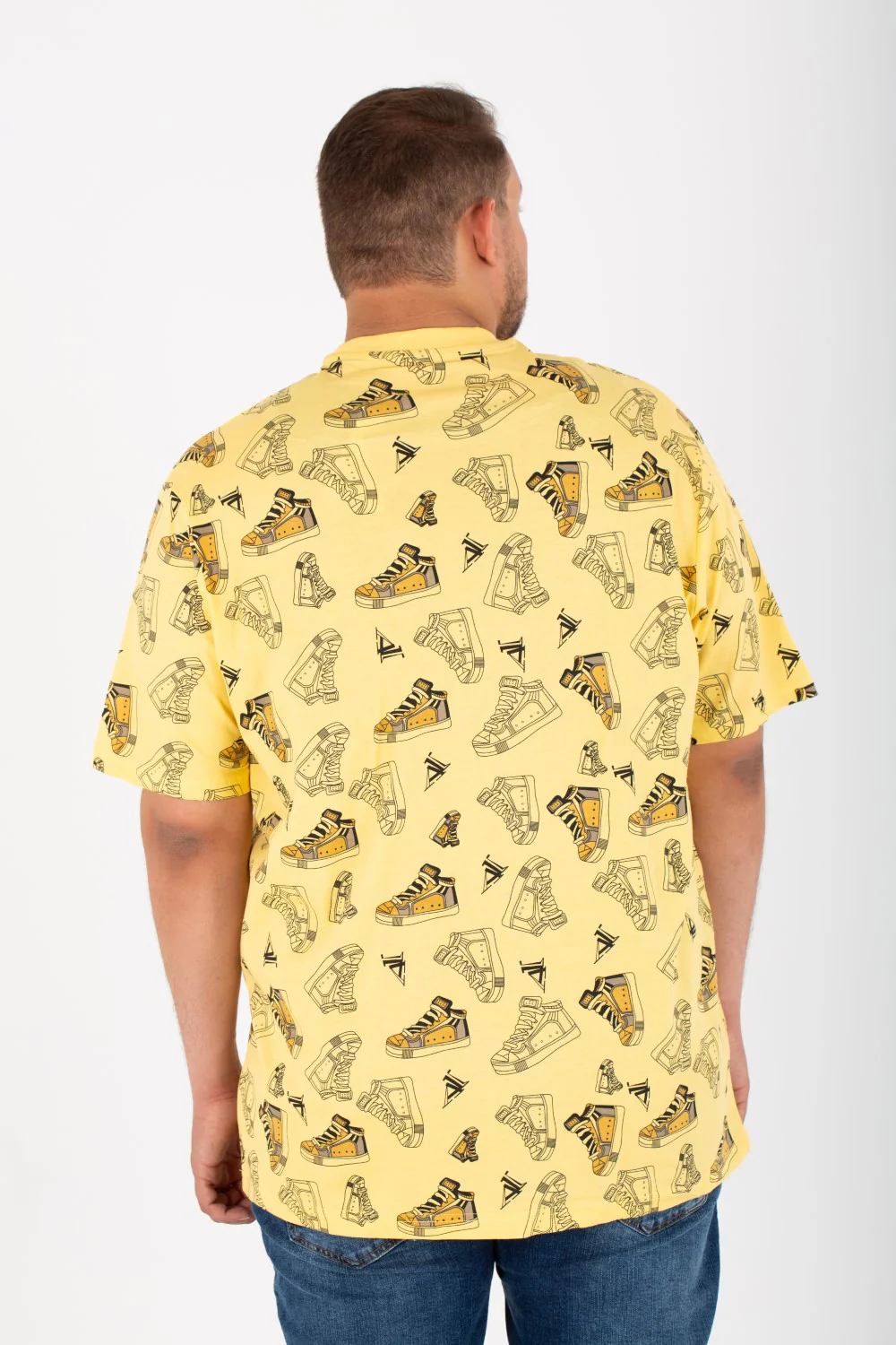 Mens Big Size Round T-Shirt With Short Sleeves And All Over Print - Image 8