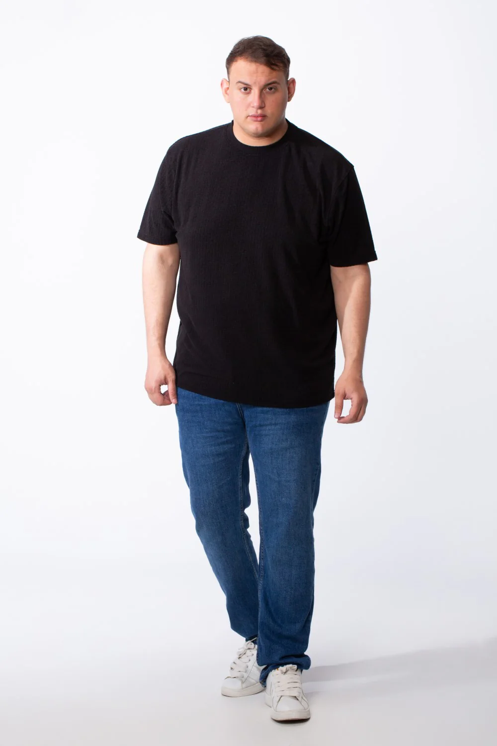 Men's Big Size Tomato Store Short Sleeve T-Shirt Classic Ribbed Crew Neckline Breathable Fabric Textured Pattern - Image 15