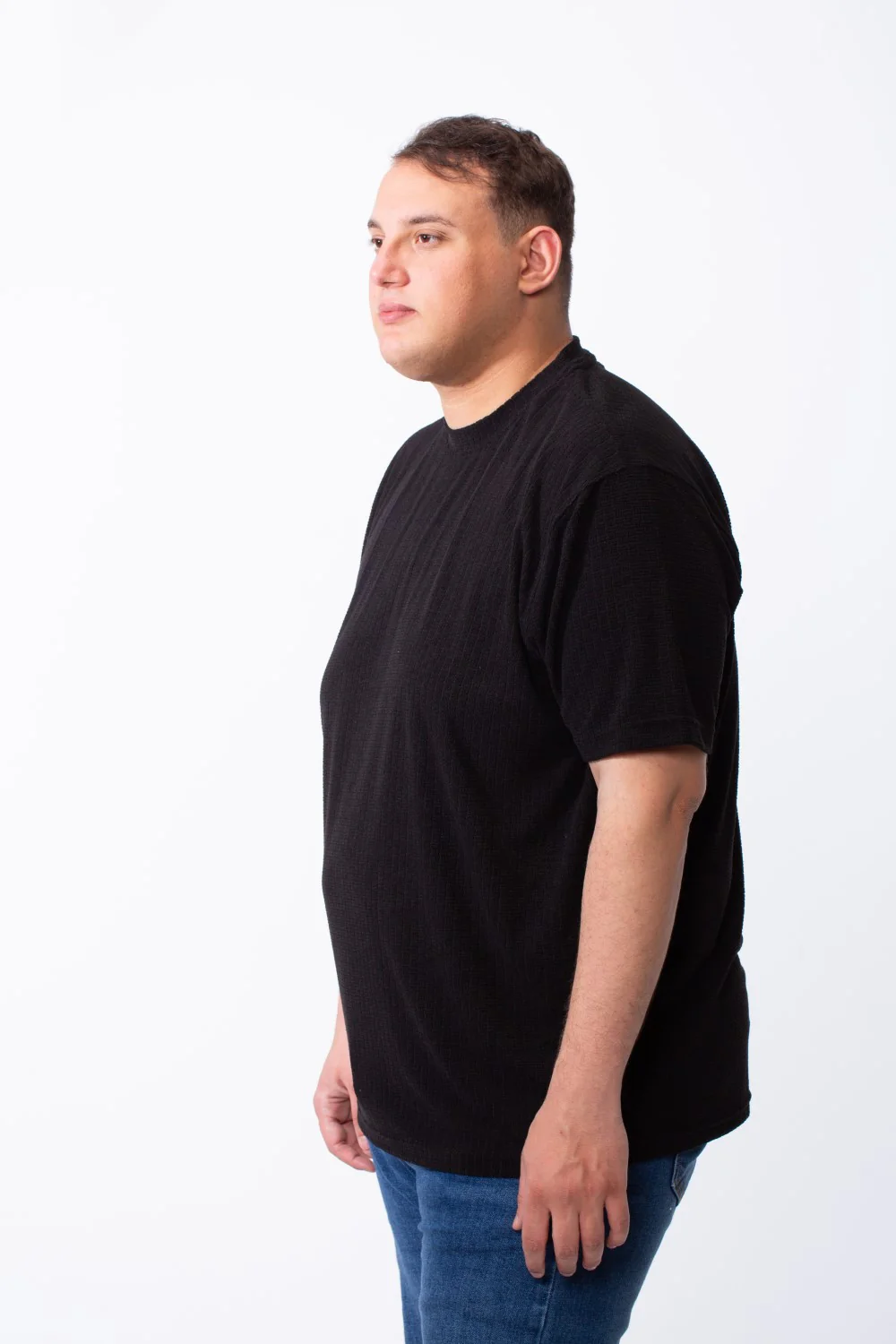 Men's Big Size Tomato Store Short Sleeve T-Shirt Classic Ribbed Crew Neckline Breathable Fabric Textured Pattern - Image 16