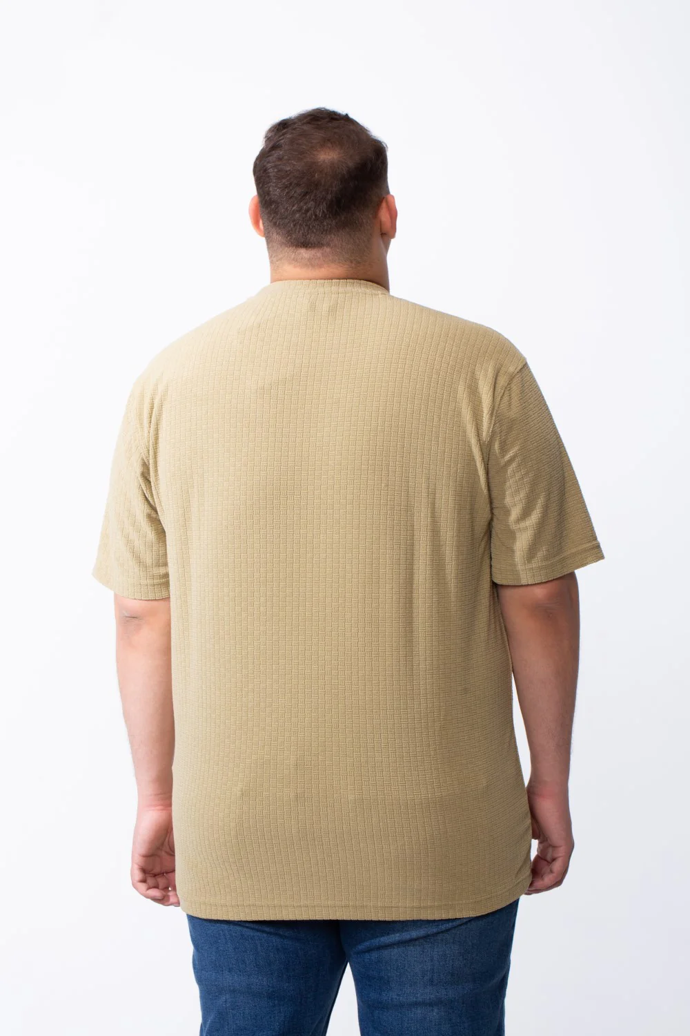 Men's Big Size Tomato Store Short Sleeve T-Shirt Classic Ribbed Crew Neckline Breathable Fabric Textured Pattern - Image 2