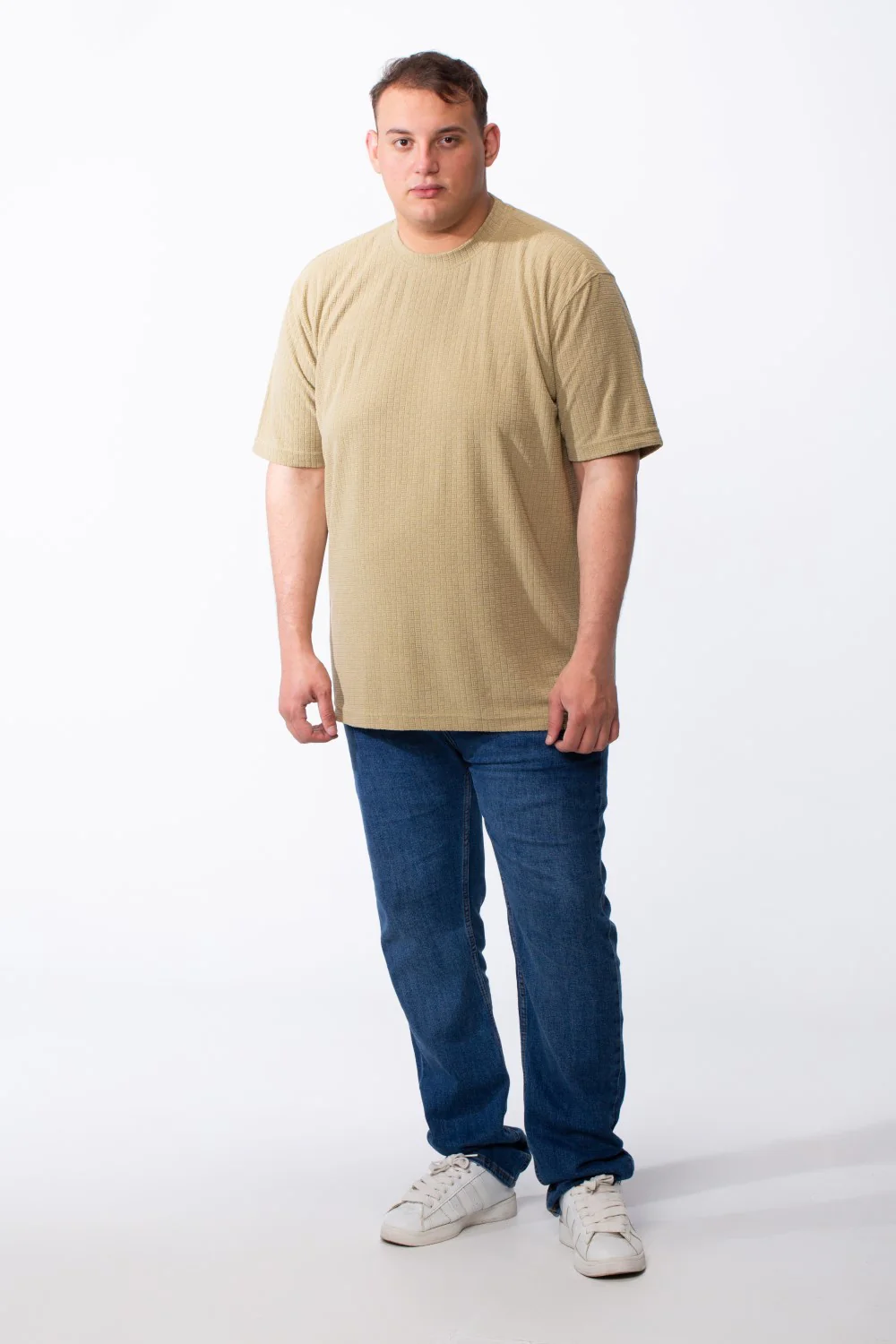 Men's Big Size Tomato Store Short Sleeve T-Shirt Classic Ribbed Crew Neckline Breathable Fabric Textured Pattern - Image 3