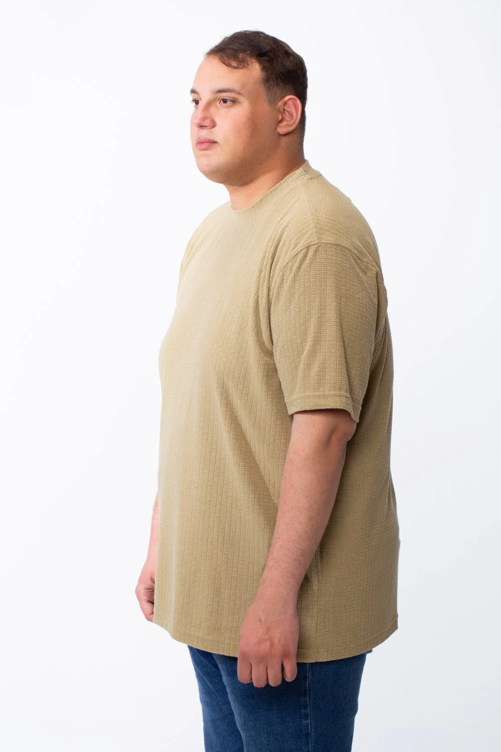 Men's Big Size Tomato Store Short Sleeve T-Shirt Classic Ribbed Crew Neckline Breathable Fabric Textured Pattern - Image 4