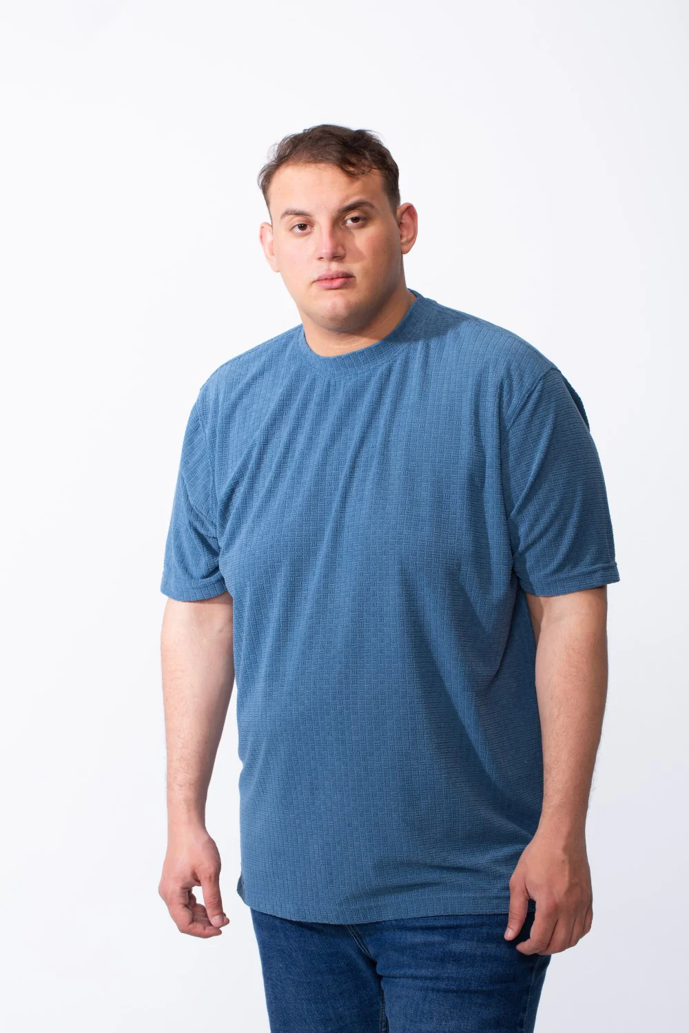 Men's Big Size Tomato Store Short Sleeve T-Shirt Classic Ribbed Crew Neckline Breathable Fabric Textured Pattern - Image 5