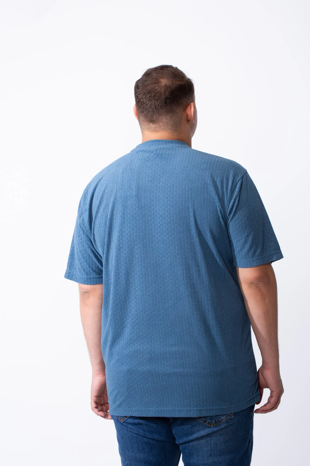 Men's Big Size Tomato Store Short Sleeve T-Shirt Classic Ribbed Crew Neckline Breathable Fabric Textured Pattern - Image 6