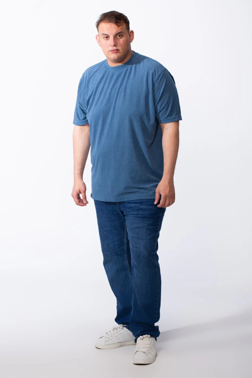Men's Big Size Tomato Store Short Sleeve T-Shirt Classic Ribbed Crew Neckline Breathable Fabric Textured Pattern - Image 7