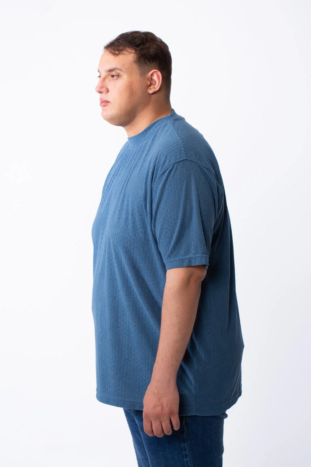 Men's Big Size Tomato Store Short Sleeve T-Shirt Classic Ribbed Crew Neckline Breathable Fabric Textured Pattern - Image 8