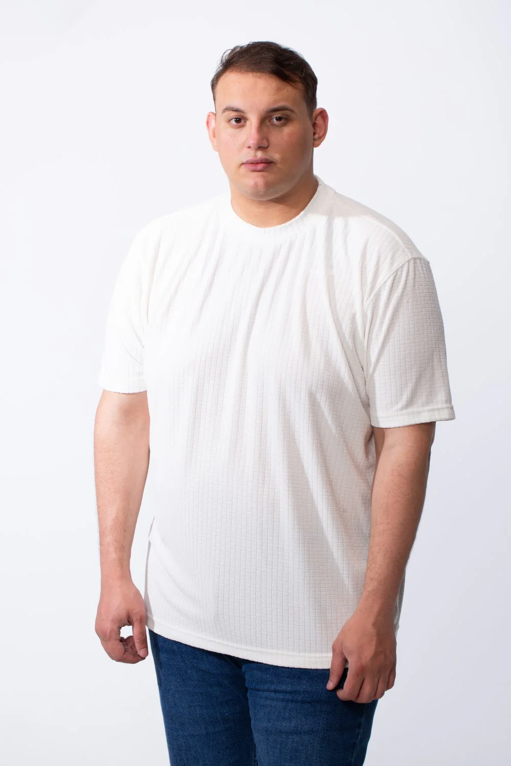 Men's Big Size Tomato Store Short Sleeve T-Shirt Classic Ribbed Crew Neckline Breathable Fabric Textured Pattern - Image 9
