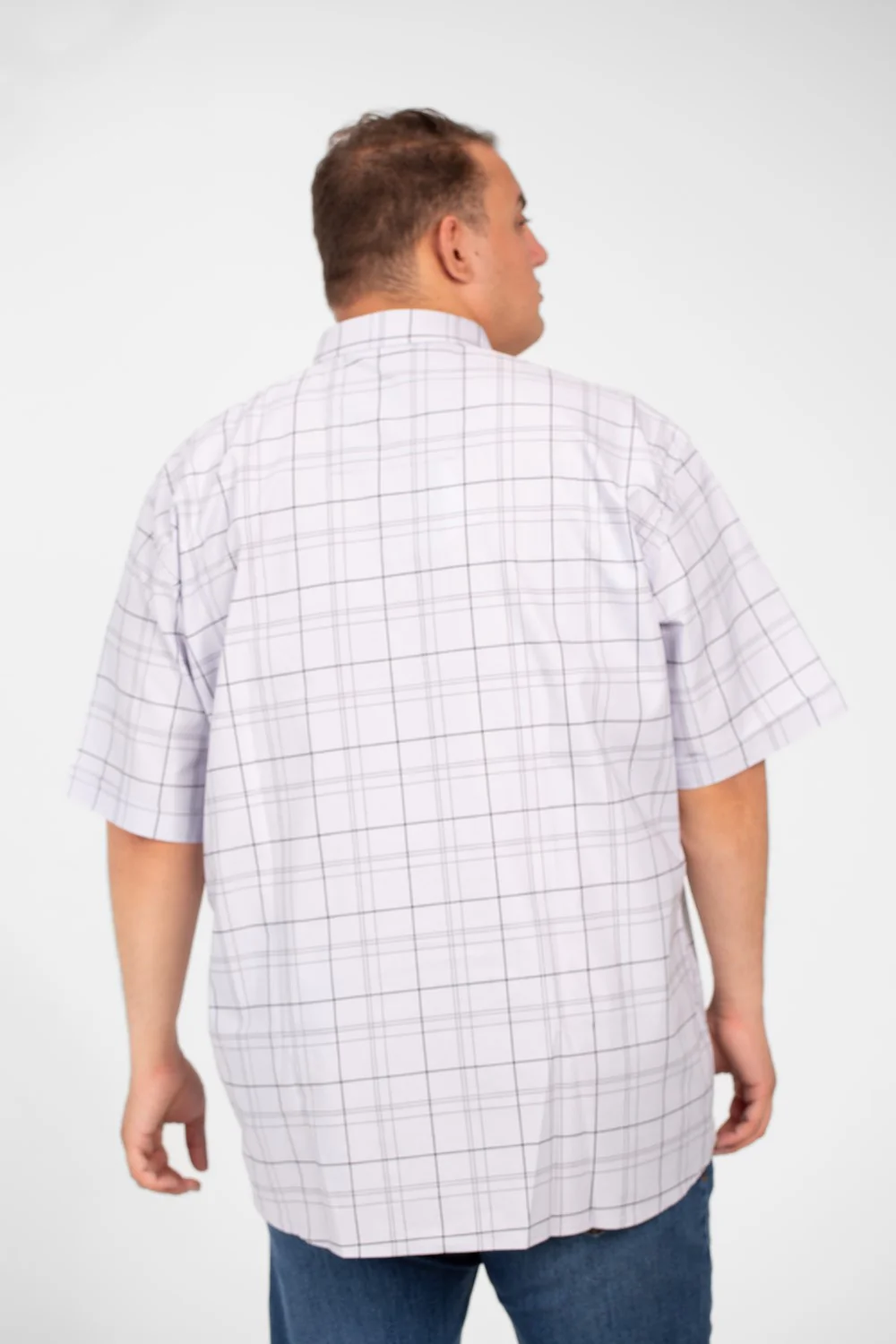 Men's Big Size Short Sleeved Checked Shirt With Full Buttons And Front Pockets - Image 6