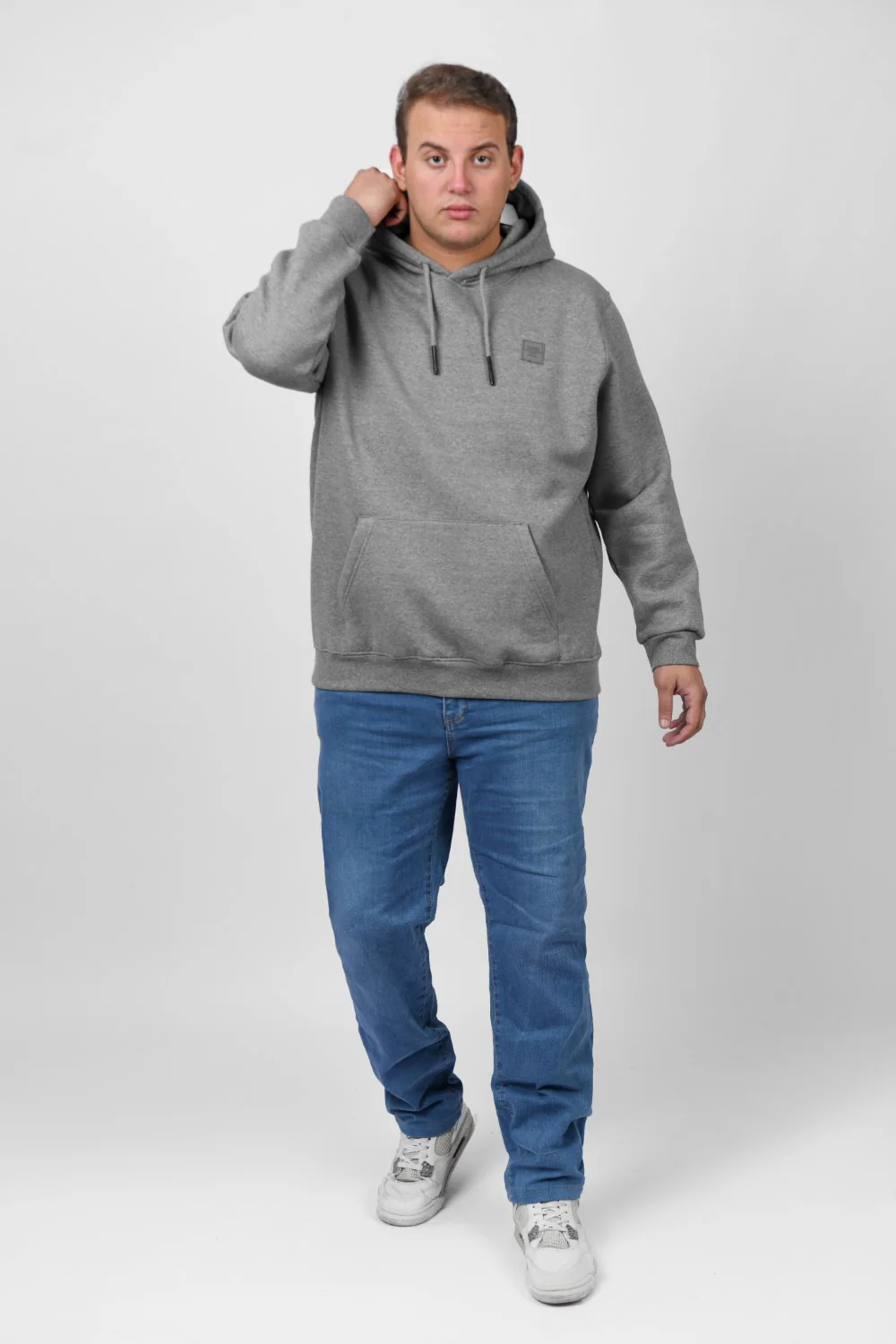 Men's Big Size Slim Fit Hoodie Made Of Comfort Melton Padded Front Printed Sweatshirt - Image 10