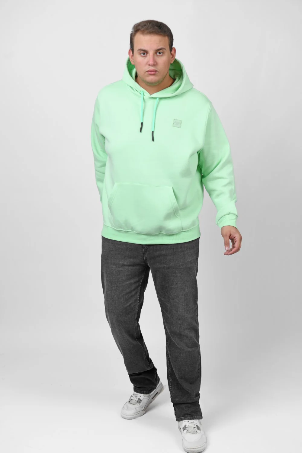 Men's Big Size Slim Fit Hoodie Made Of Comfort Melton Padded Front Printed Sweatshirt - Image 3