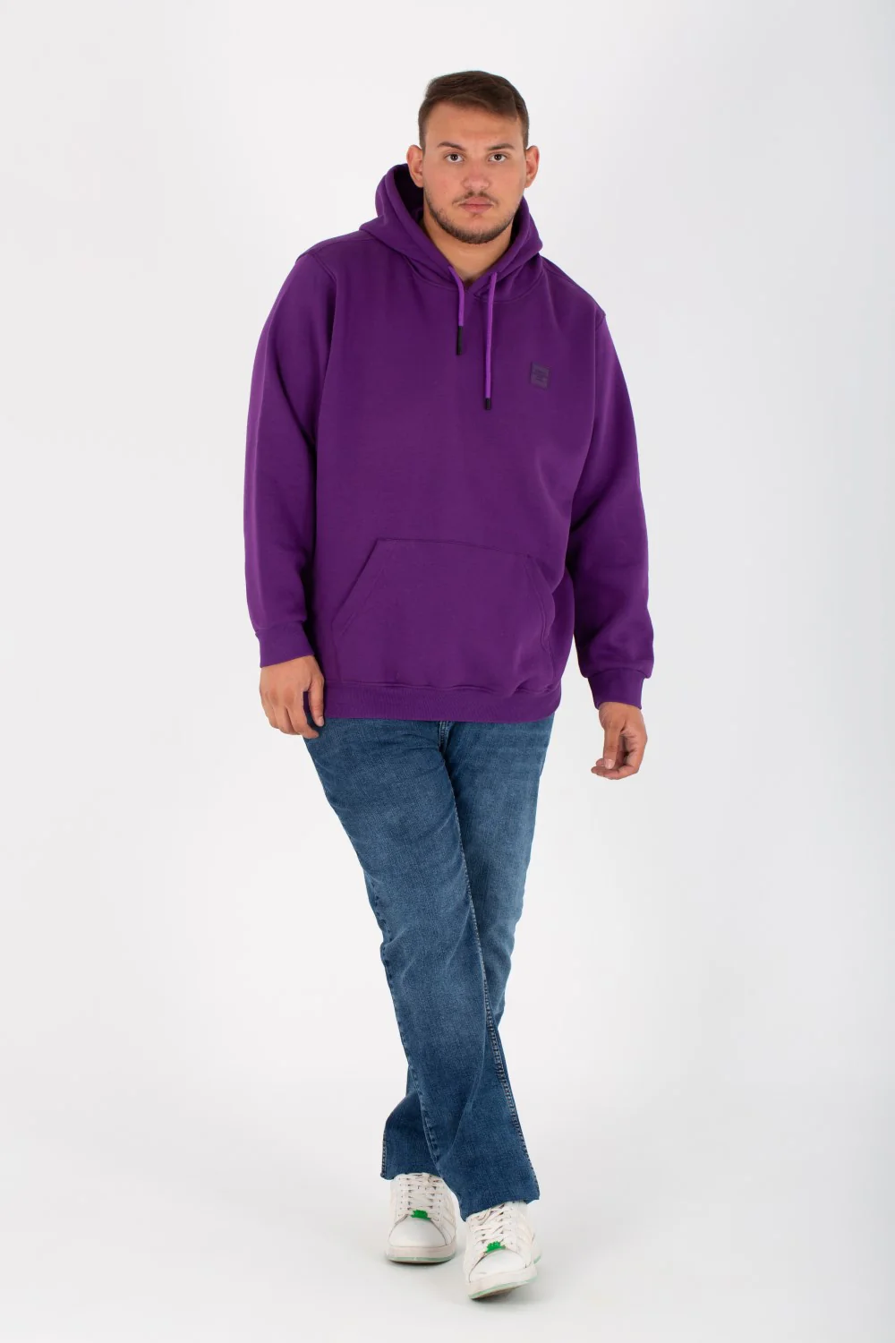 Men's Big Size Slim Fit Hoodie Made Of Comfort Melton Padded Front Printed Sweatshirt - Image 38