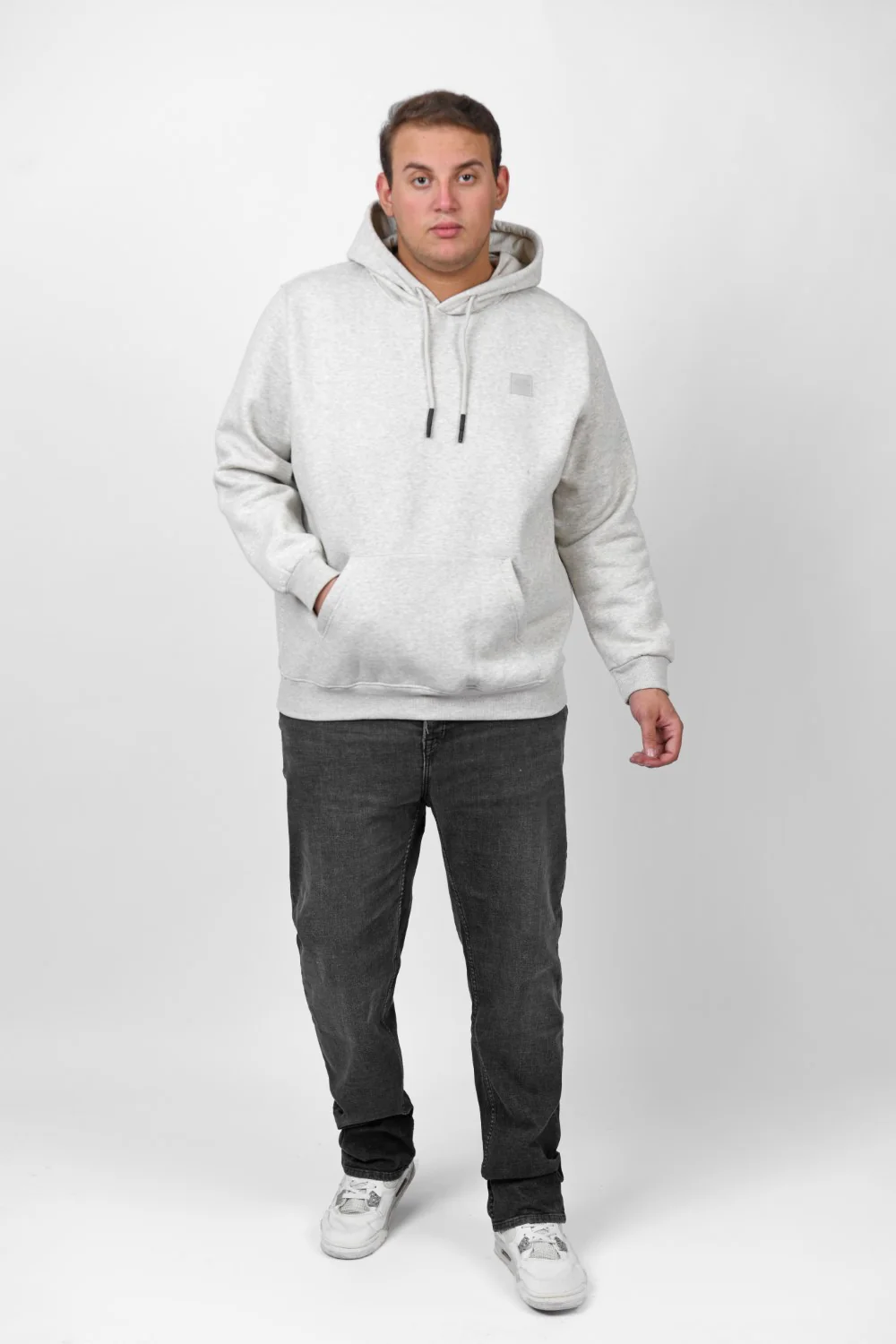 Men's Big Size Slim Fit Hoodie Made Of Comfort Melton Padded Front Printed Sweatshirt - Image 47