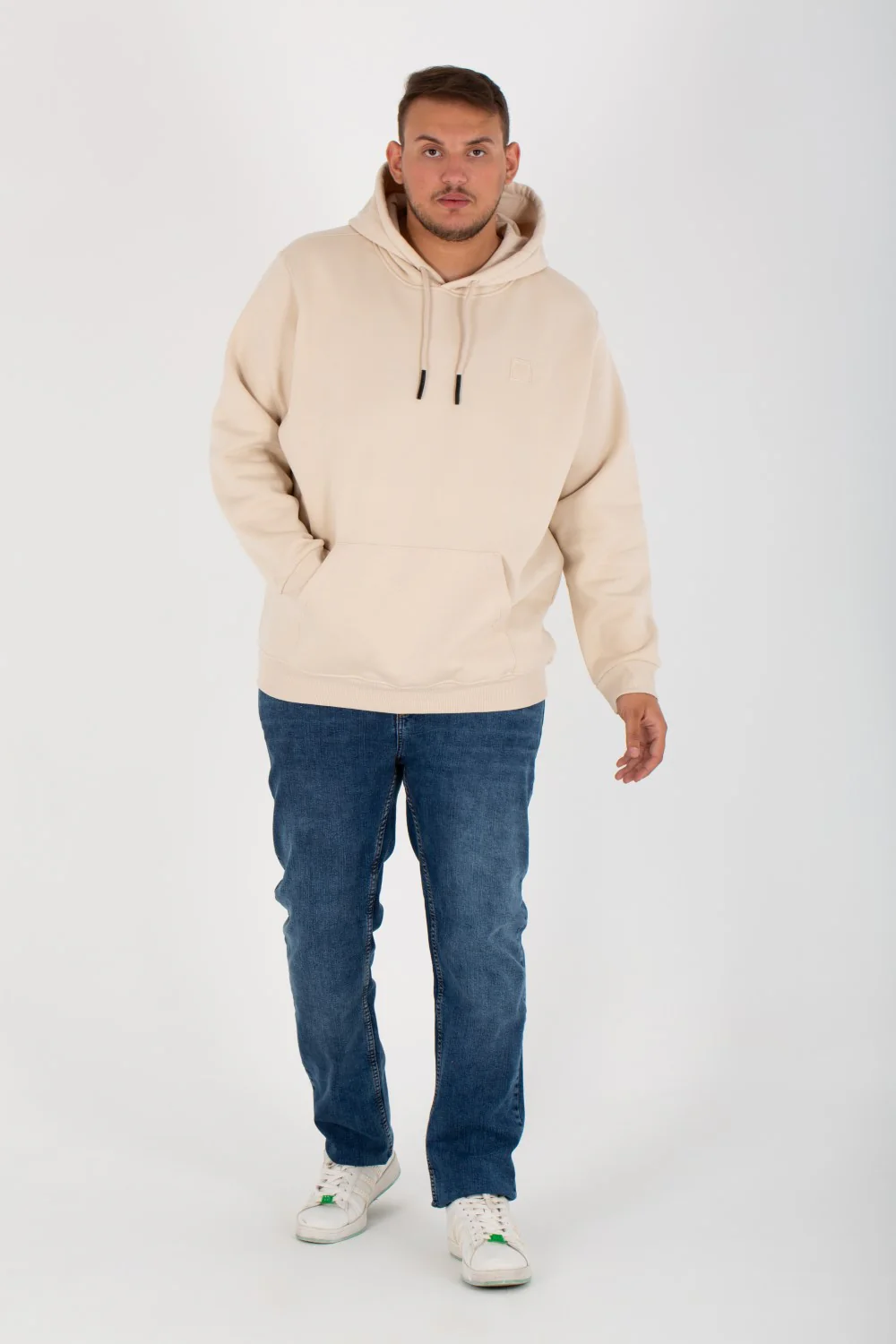 Men's Big Size Slim Fit Hoodie Made Of Comfort Melton Padded Front Printed Sweatshirt - Image 7