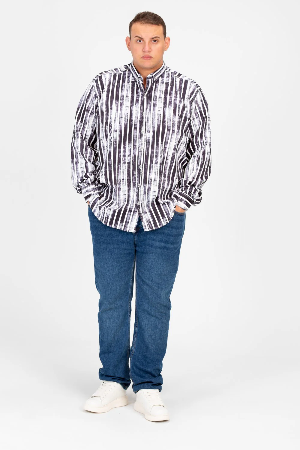 Men's Big Size Striped Shirt In Modern Design - Image 4