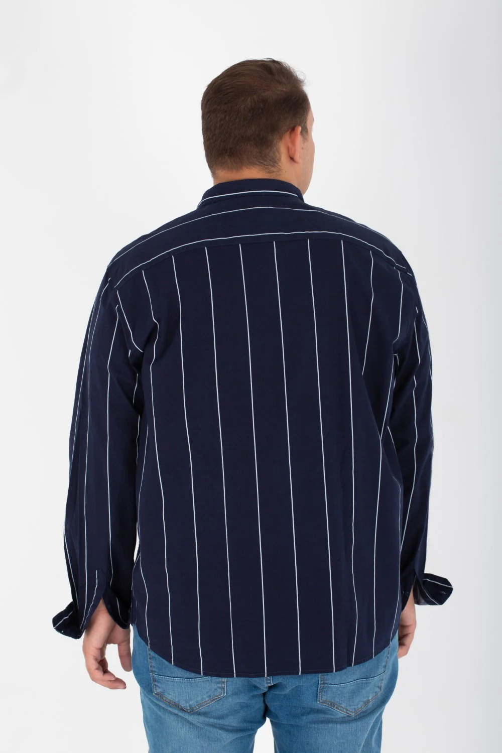 Men's Big Size Striped Shirt With Long Sleeves And Poplin Material - Image 2