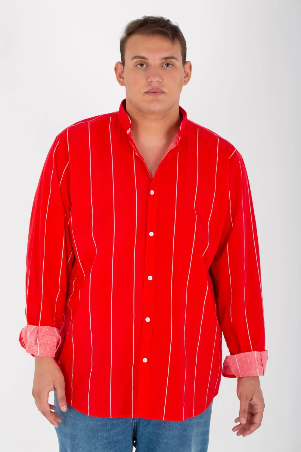 Men's Big Size Striped Shirt With Long Sleeves And Poplin Material - Image 4