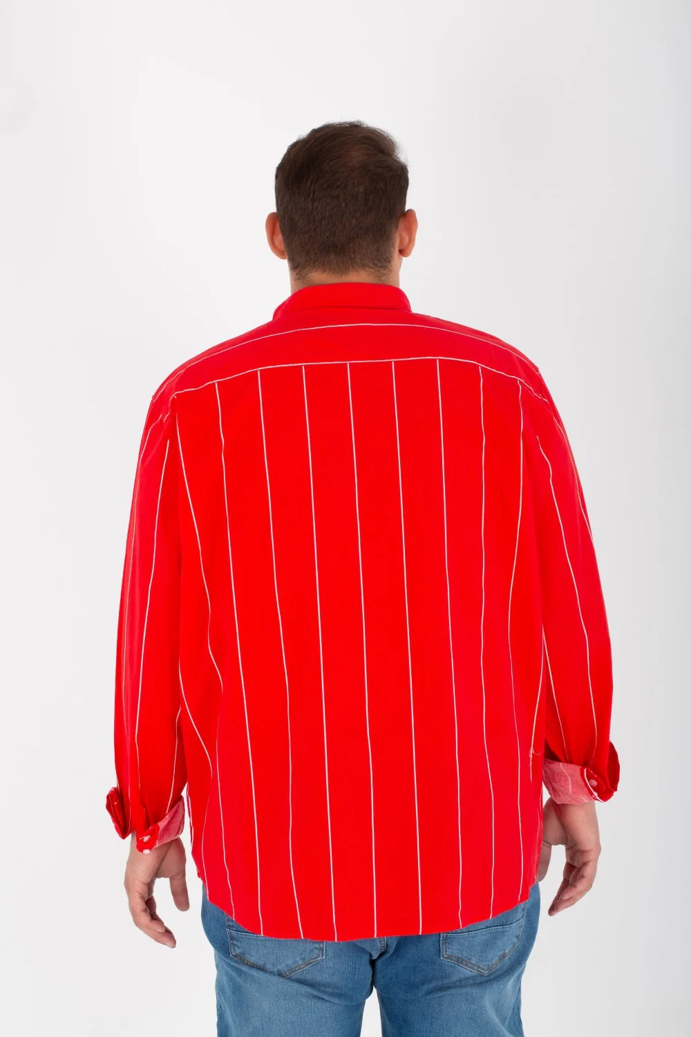 Men's Big Size Striped Shirt With Long Sleeves And Poplin Material - Image 5