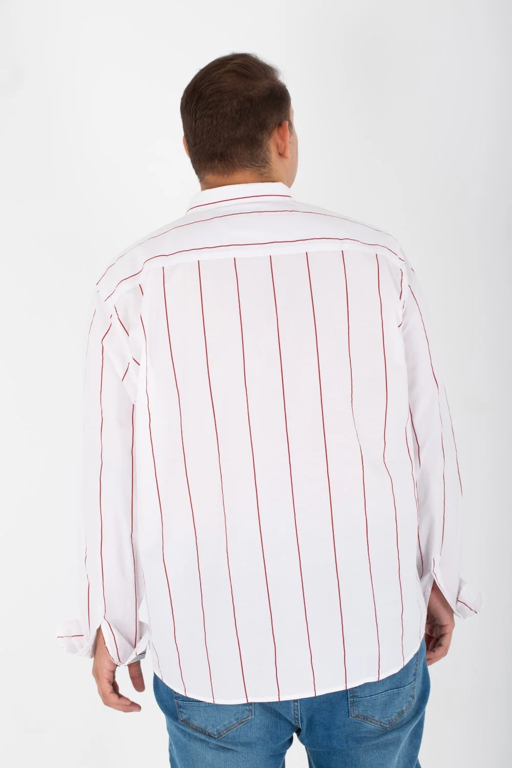 Men's Big Size Striped Shirt With Long Sleeves And Poplin Material - Image 7