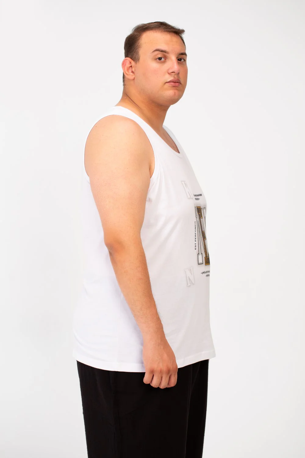 Men's Big Size Summer Cut Front Print T-Shirt In Modern Design - Image 11