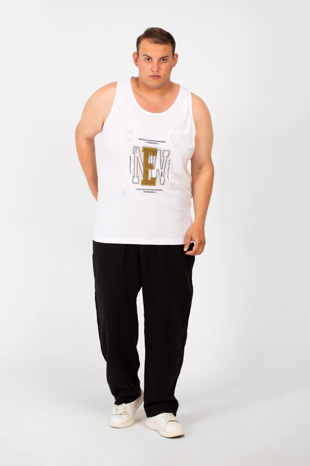 Men's Big Size Summer Cut Front Print T-Shirt In Modern Design - Image 12