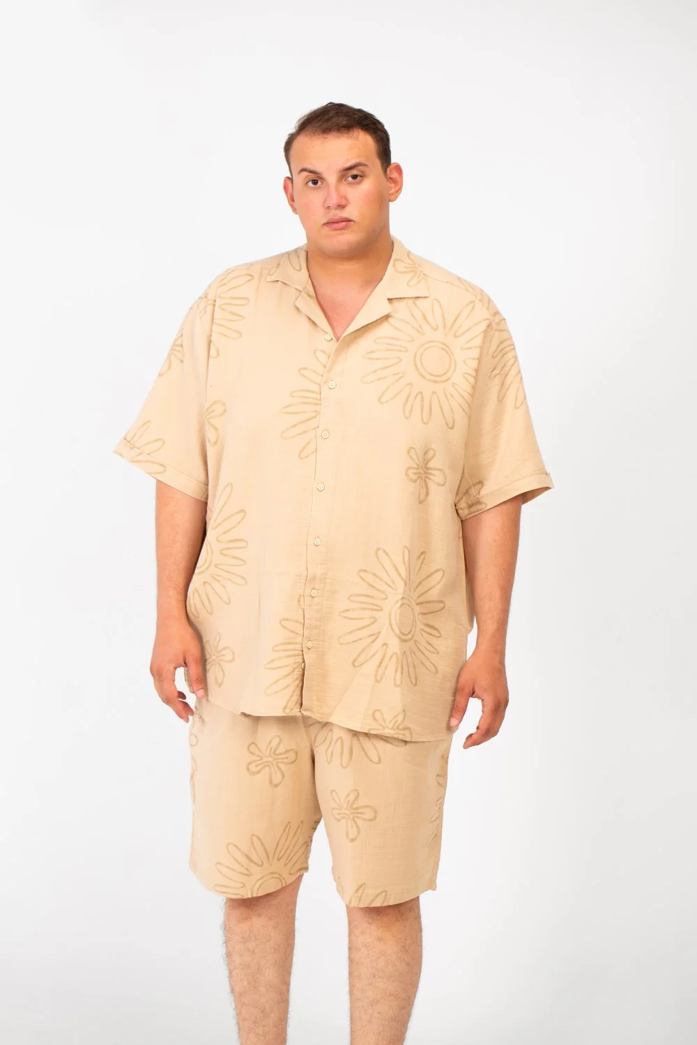 Men's Big Size Summer Outfit Full Rose Printed - Image 4