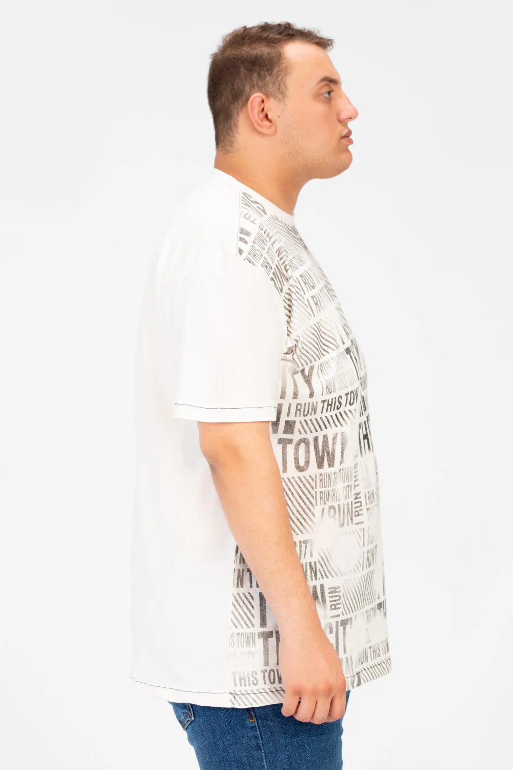Men's Big Size T-Shirt With Full Front Print And Short Sleeves - Image 11