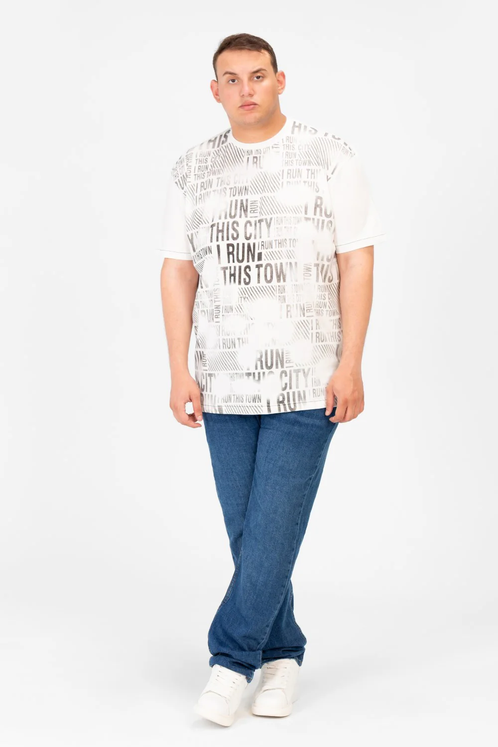 Men's Big Size T-Shirt With Full Front Print And Short Sleeves - Image 12