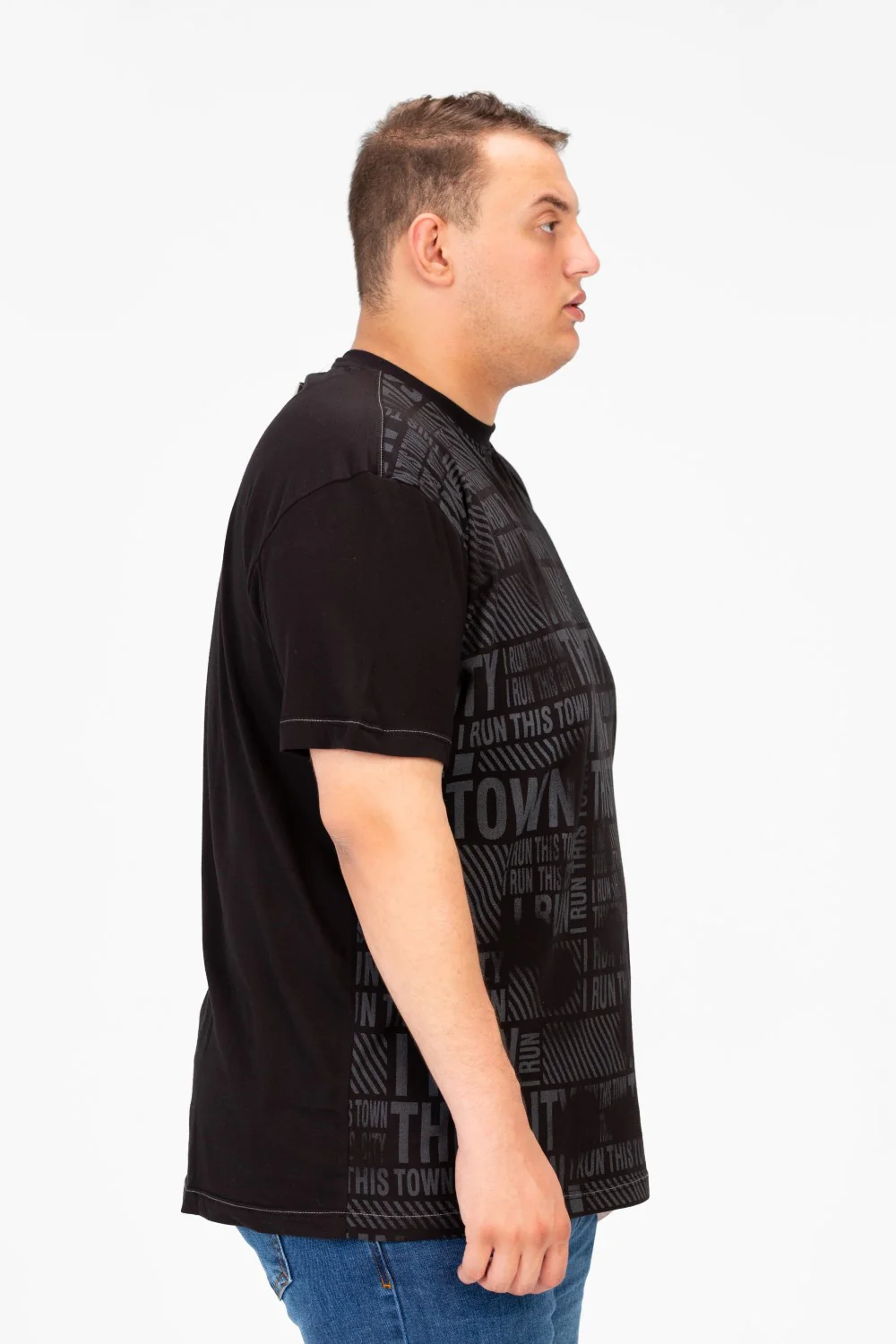 Men's Big Size T-Shirt With Full Front Print And Short Sleeves - Image 3