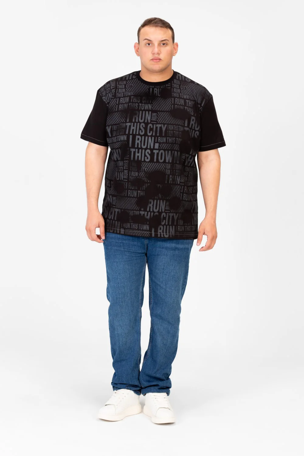 Men's Big Size T-Shirt With Full Front Print And Short Sleeves - Image 4