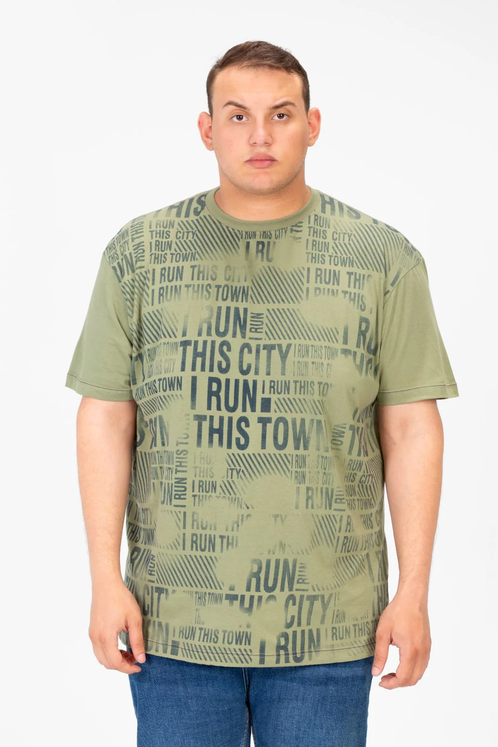 Men's Big Size T-Shirt With Full Front Print And Short Sleeves - Image 5
