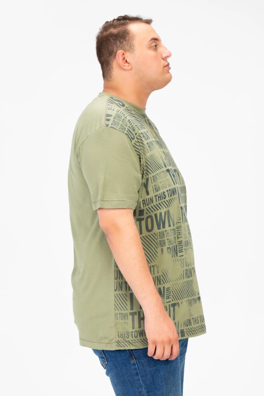 Men's Big Size T-Shirt With Full Front Print And Short Sleeves - Image 7