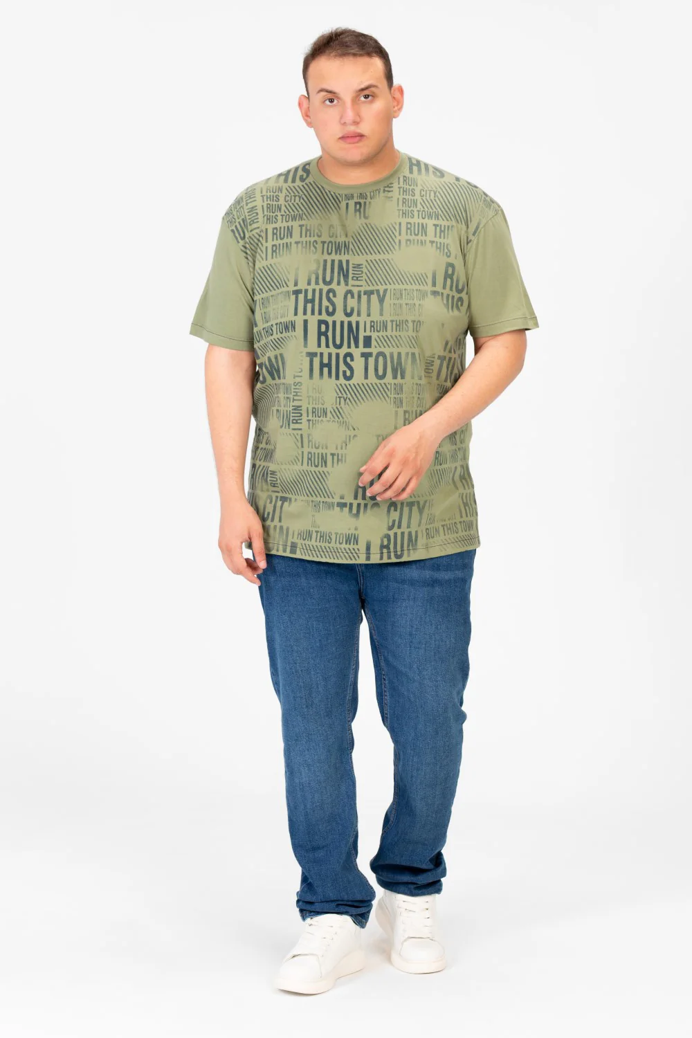 Men's Big Size T-Shirt With Full Front Print And Short Sleeves - Image 8
