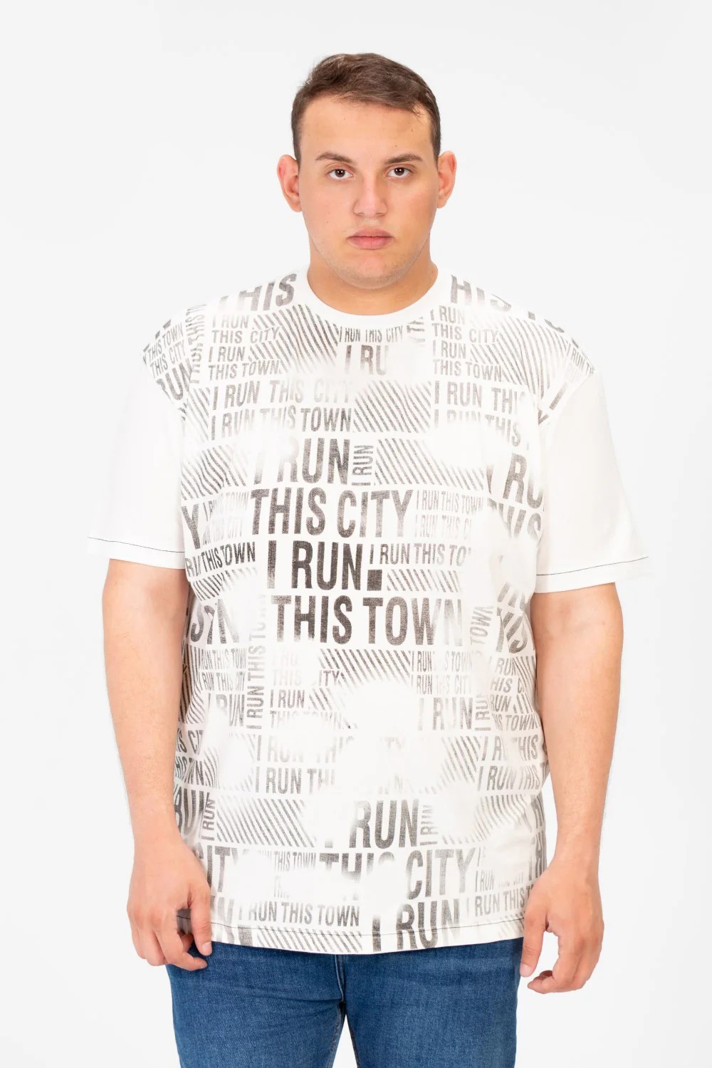 Men's Big Size T-Shirt With Full Front Print And Short Sleeves - Image 9