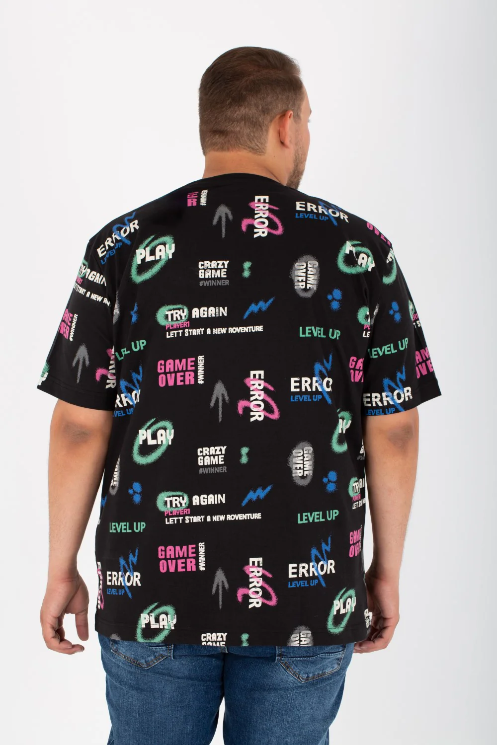 Mens Big size T-shirt With Round Neck And Full Print - Image 2