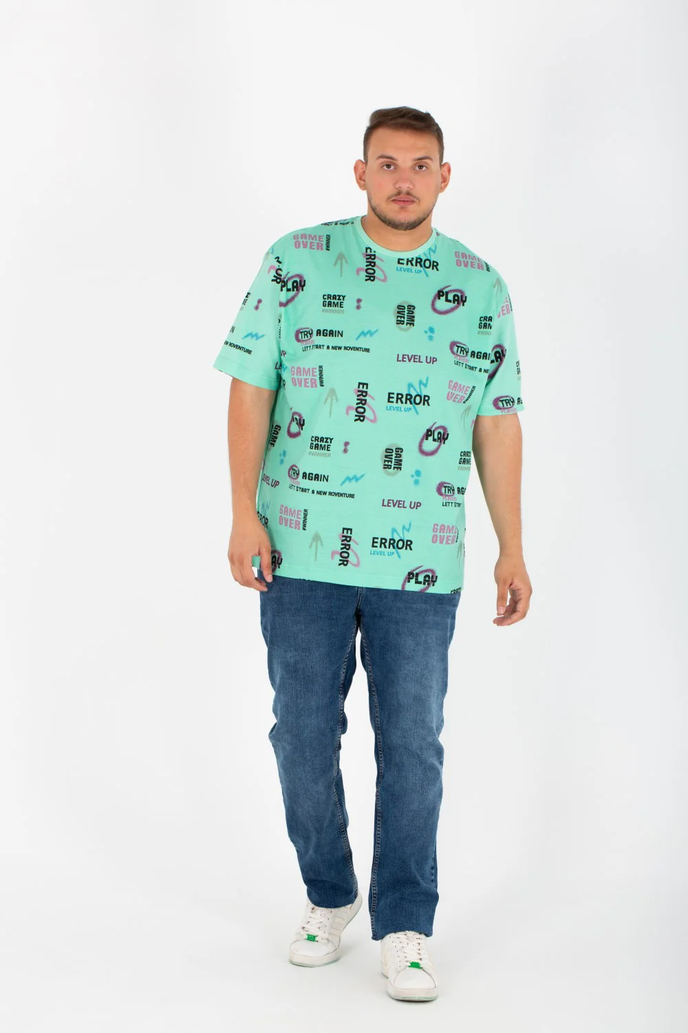 Mens Big size T-shirt With Round Neck And Full Print - Image 4