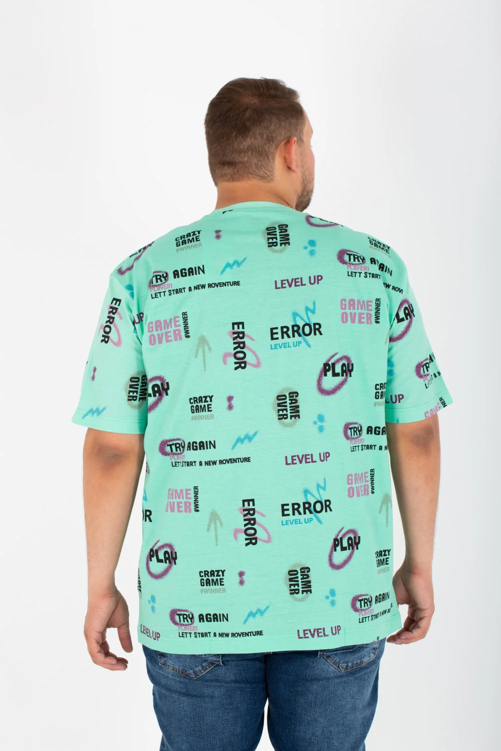 Mens Big size T-shirt With Round Neck And Full Print - Image 5