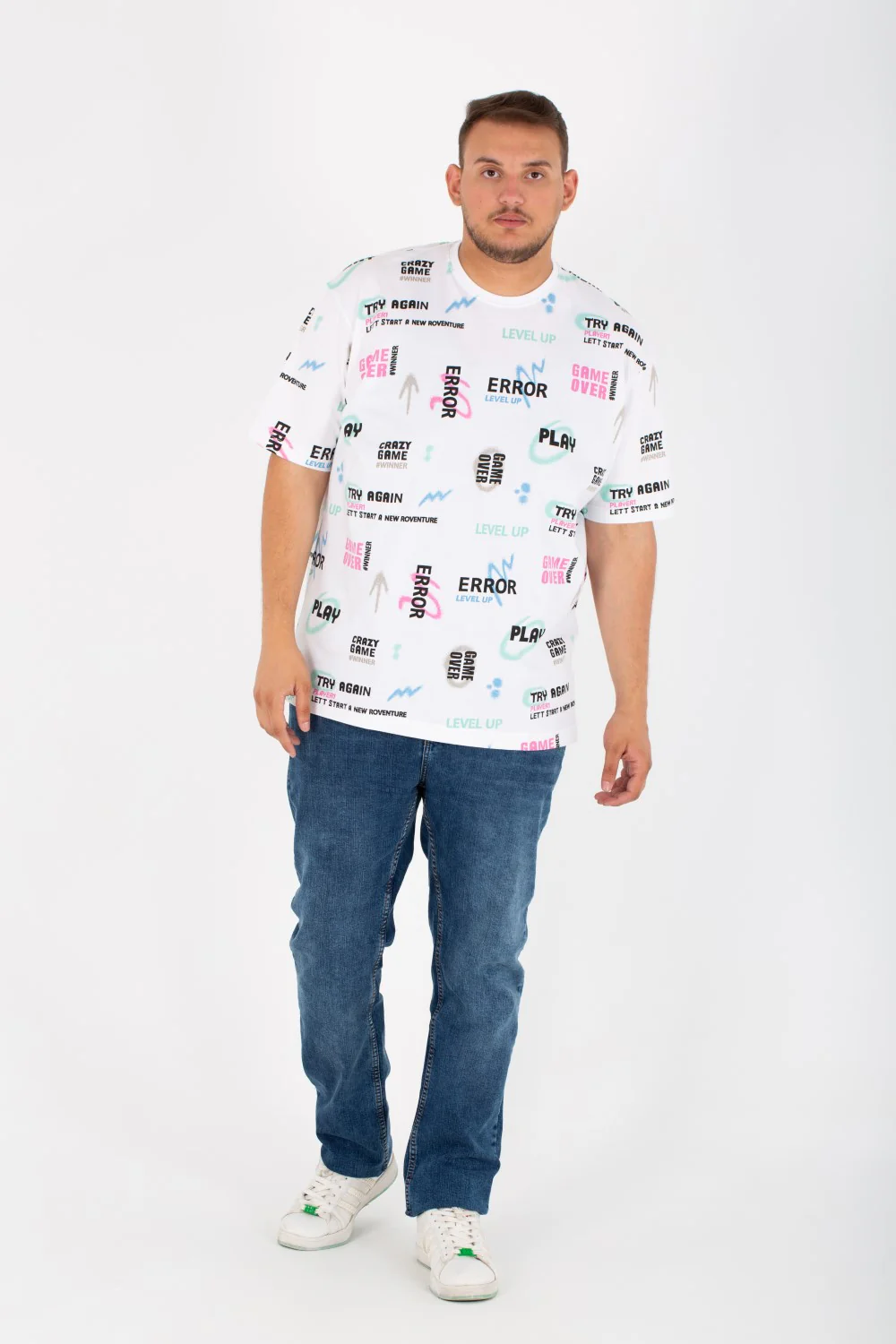 Mens Big size T-shirt With Round Neck And Full Print - Image 7