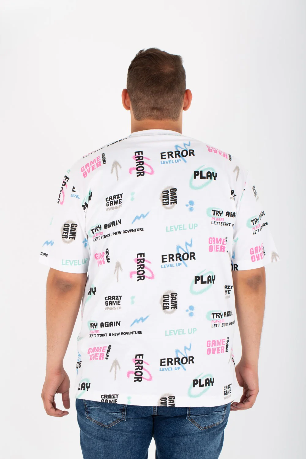 Mens Big size T-shirt With Round Neck And Full Print - Image 8