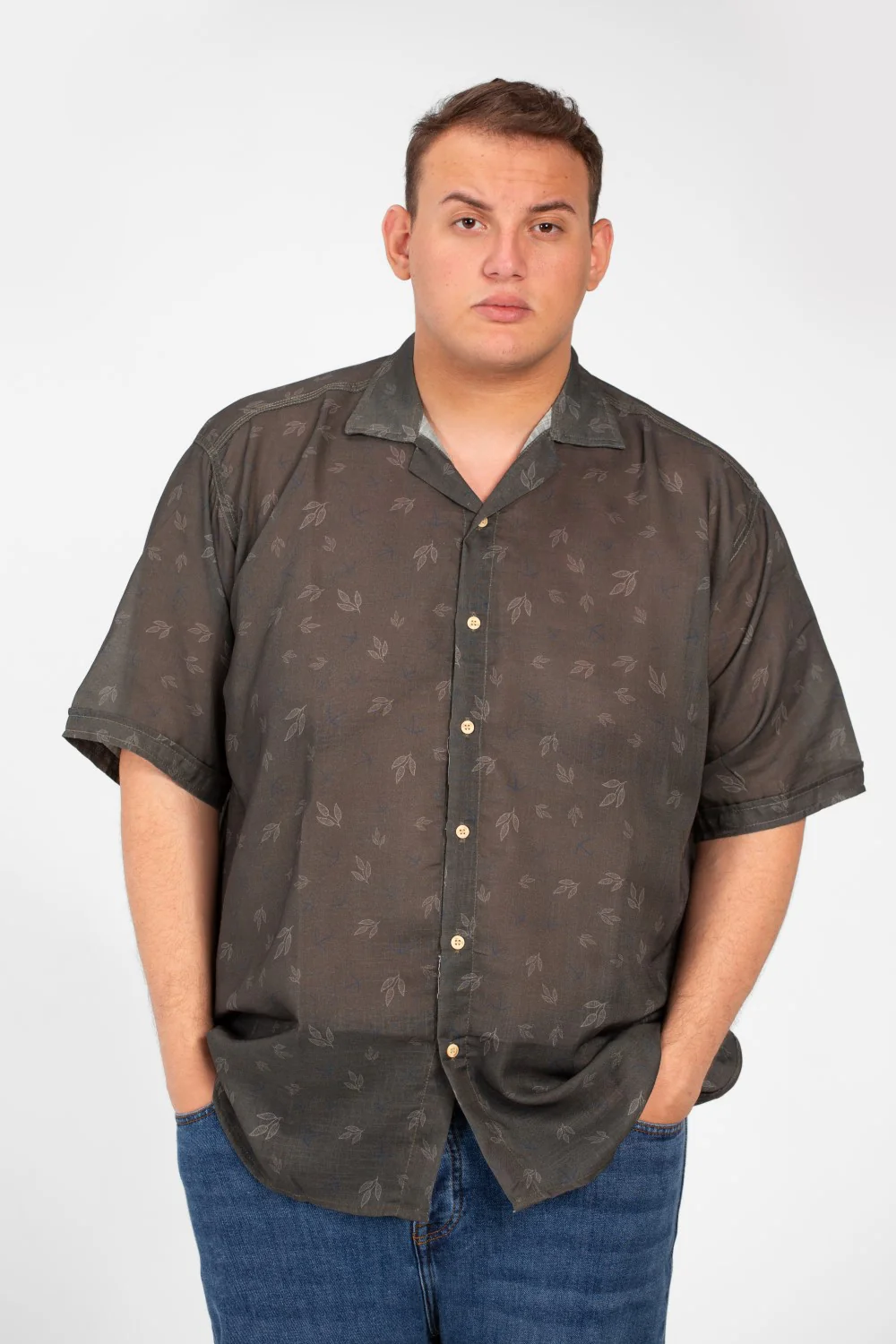 Men's Big Size Transparent Jakar All Over Print Short Sleeve Shirt - Image 9