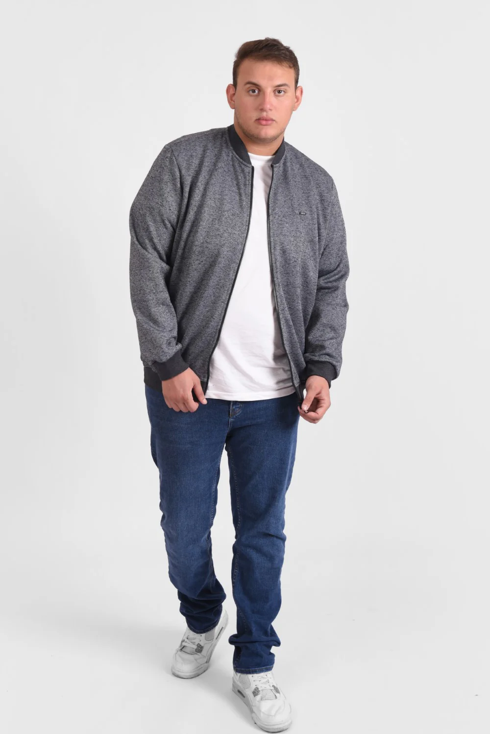Men's Big Size Zipper Padded Basic Melton High Neck Sweatshirt With Unique Style - Image 3