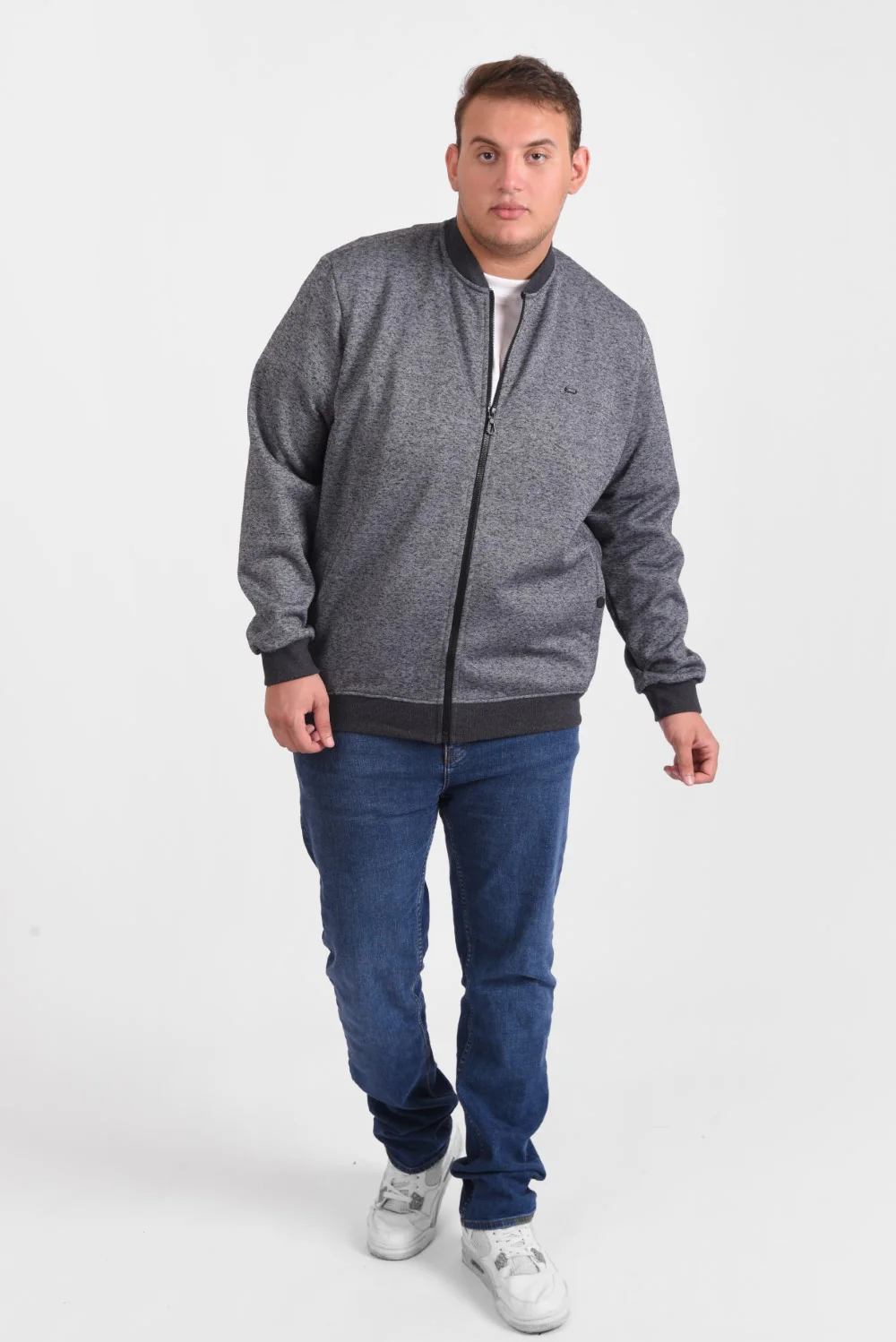 Men's Big Size Zipper Padded Basic Melton High Neck Sweatshirt With Unique Style - Image 4