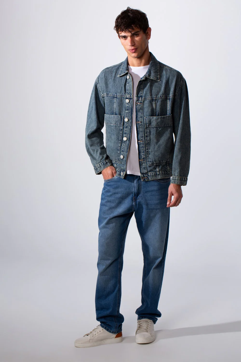 Men's Boxy Fit Front Pockets Jeans Denim Jacket - Image 11