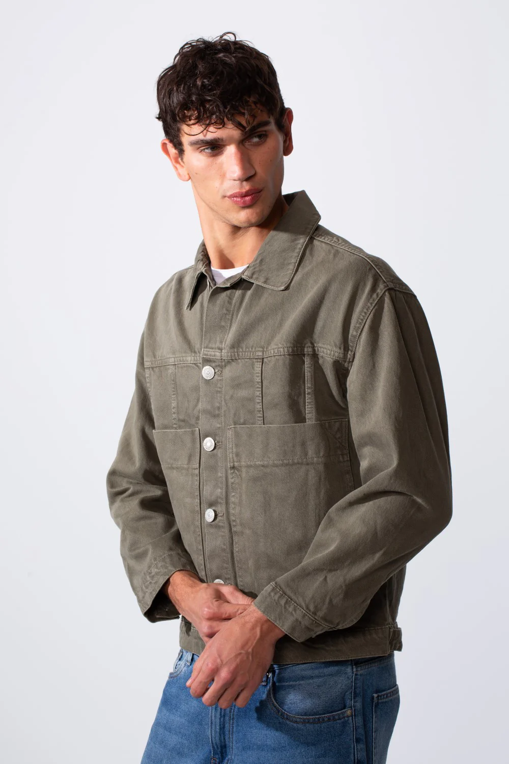 Men's Boxy Fit Jeans Denim Jacket With Pockets - Image 12