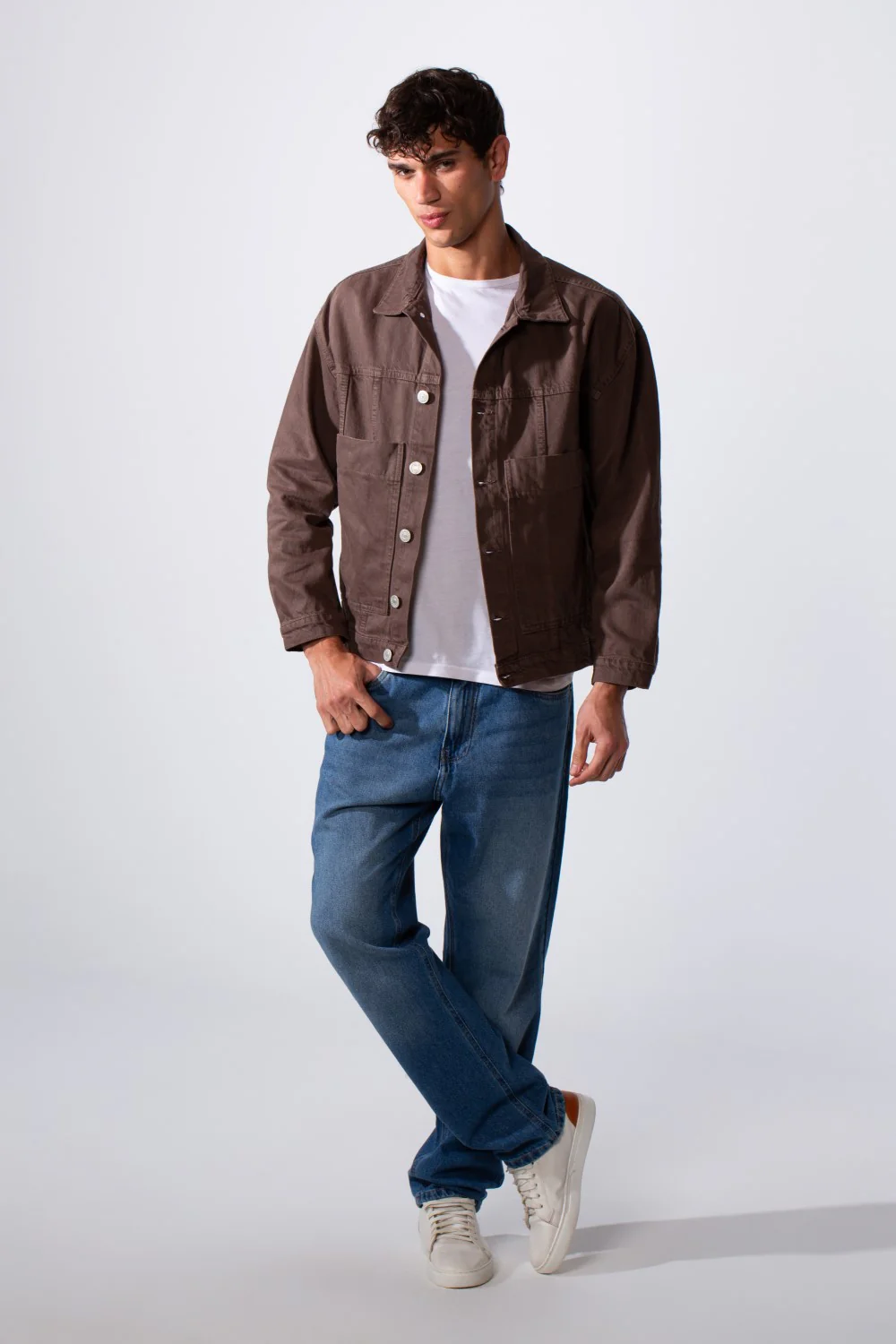 Men's Boxy Fit Jeans Denim Jacket With Pockets - Image 3